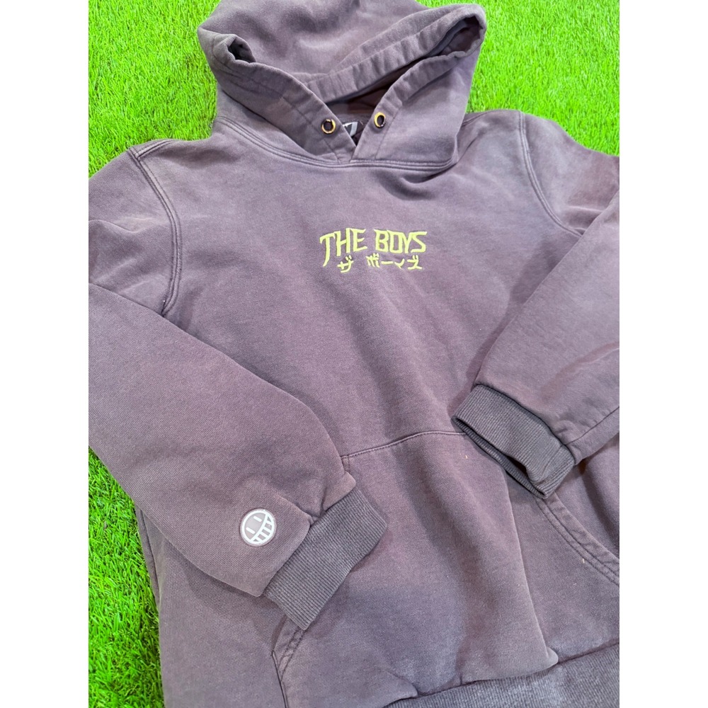 The Boys Anime Graphic Hoodie Youth Large Faded Black Neon Back Print